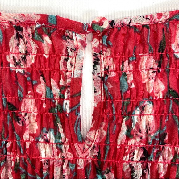 Eliane Rose smocked 3/4 sleeve pink floral print dress sz Med - Picture 8 of 14